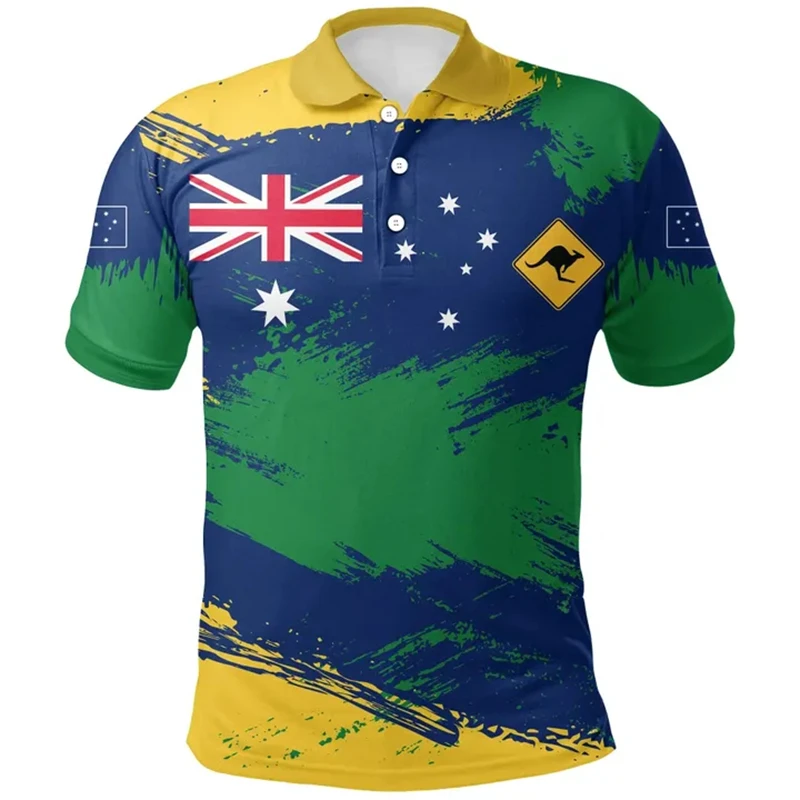 Australia Flag Map 3D Printed Polo Shirts For Men Clothes Australian National Emblem POLO Shirt Casual Man Short Sleeve Tee Tops