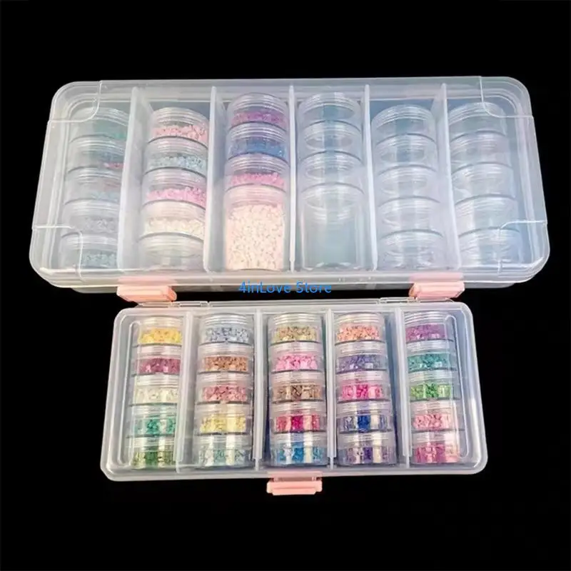 

T4MD Convenient Screw Lid Box Clear Plastic Storage Container Jewelry Storage Box Powder Storage Box for Beads and Small Item