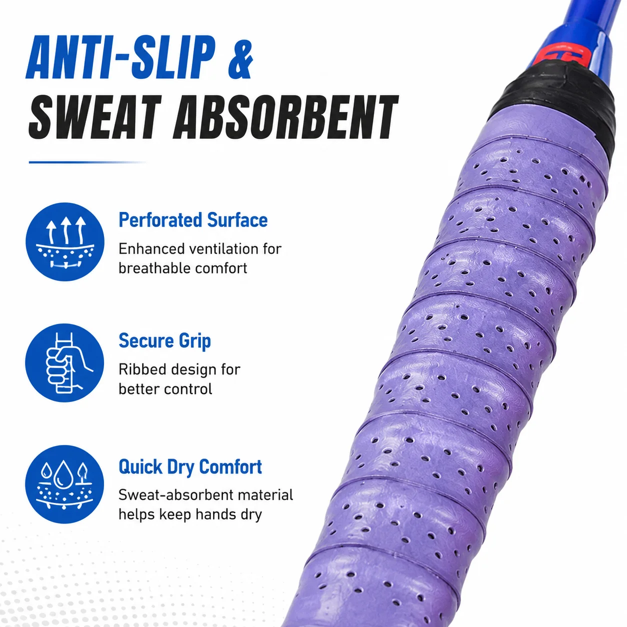5PCS Racket Overgrip Tape, Anti-Slip Sweat Absorbent Grip Wrap for Badminton, Tennis, Fishing Rod, Random Colors PU Grips Tape