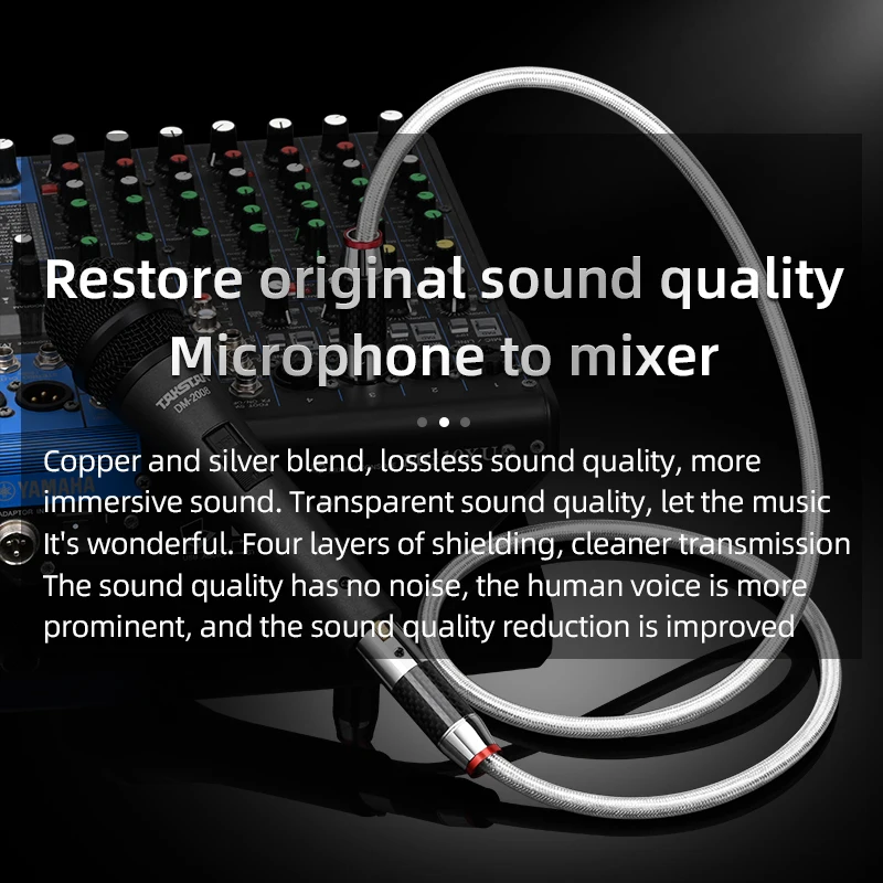 ATAUDIO Hifi XLR Cable Male to Female Balance Interface 2XLR Cable High Purity Copper Silver for Microphone Mixer