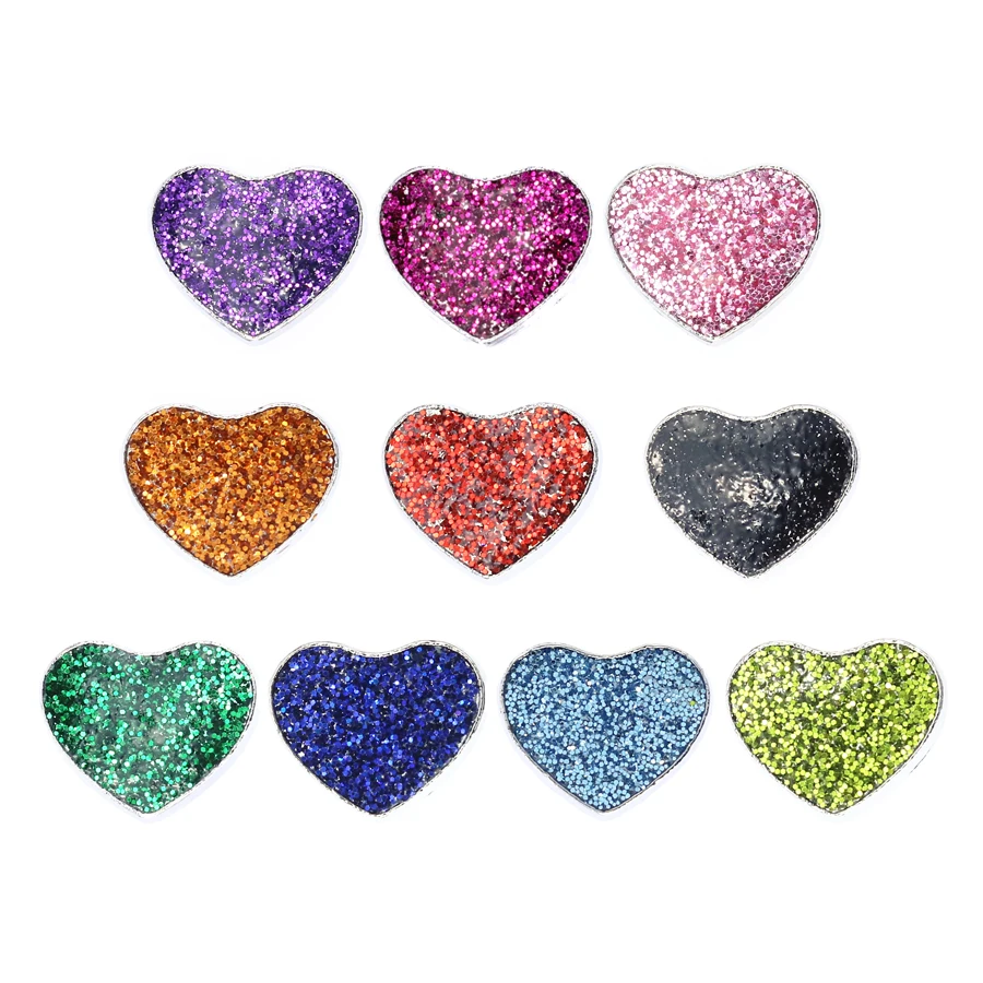 10Pcs/Lot Slide Charms For Jewelry Making Women Bracelet 8mm Glitter Heart Pet Collar Choker Wristband Keychain DIY Accessories