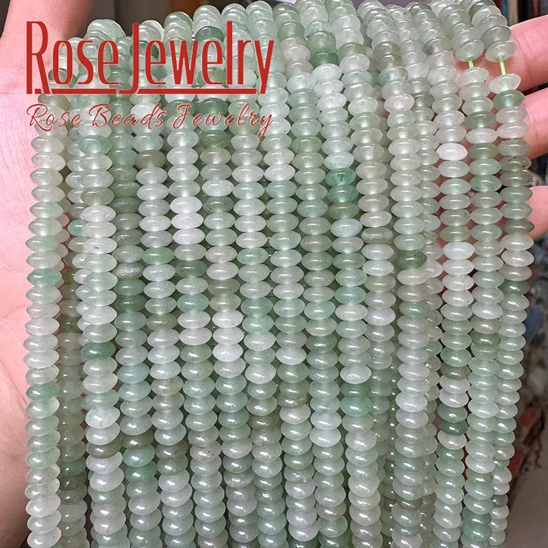 3x6mm Natural Green Aventurine Jade Stone Beads Flying Saucer Abacus Shape Round Loose Beads for DIY Jewelry Making Bracelet 15