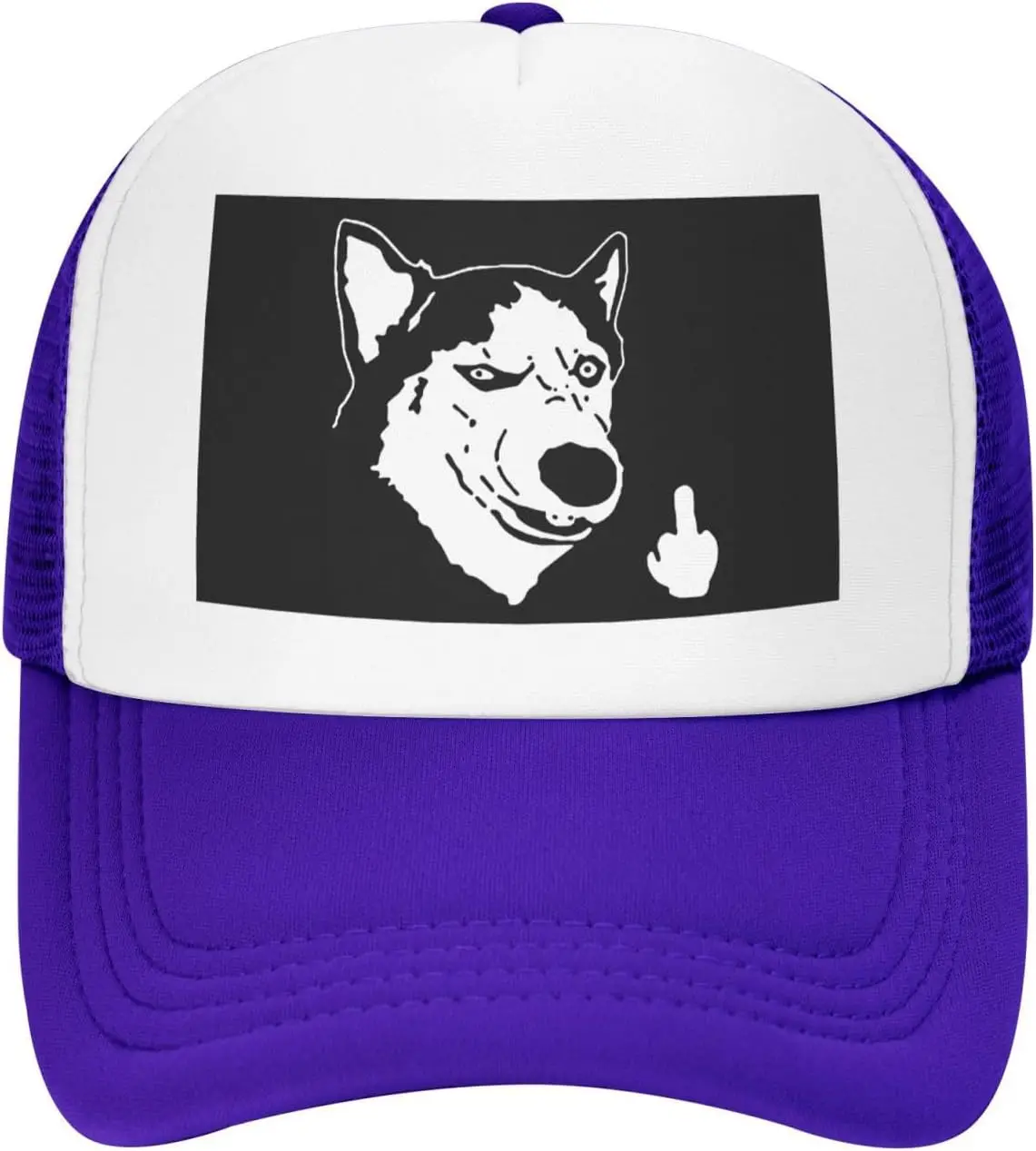 Sassy Husky Middle Finger Trucker Hat Adjustable Mesh Snapback Cap Casual Unisex