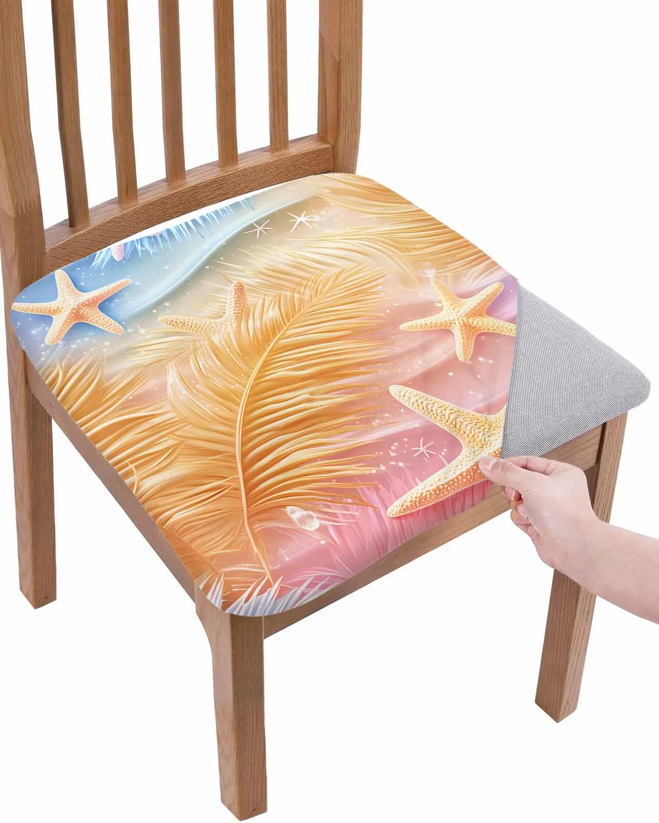 

Starfish Summer Romantic Plant Elasticity Chair Cover Office Computer Seat Protector Case Home Kitchen Chair Slipcovers