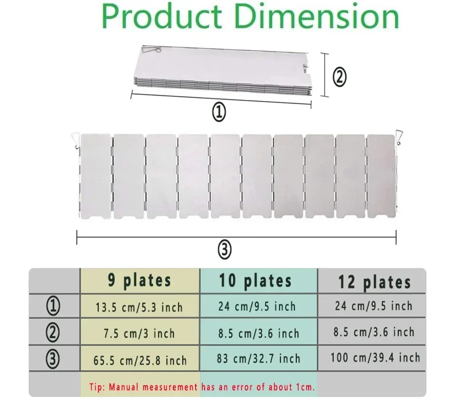 9/10/12 Plates Stove Windscreen, Aluminum Stove Windshield with Drawstring Bag, for Camping, Butane Stoves