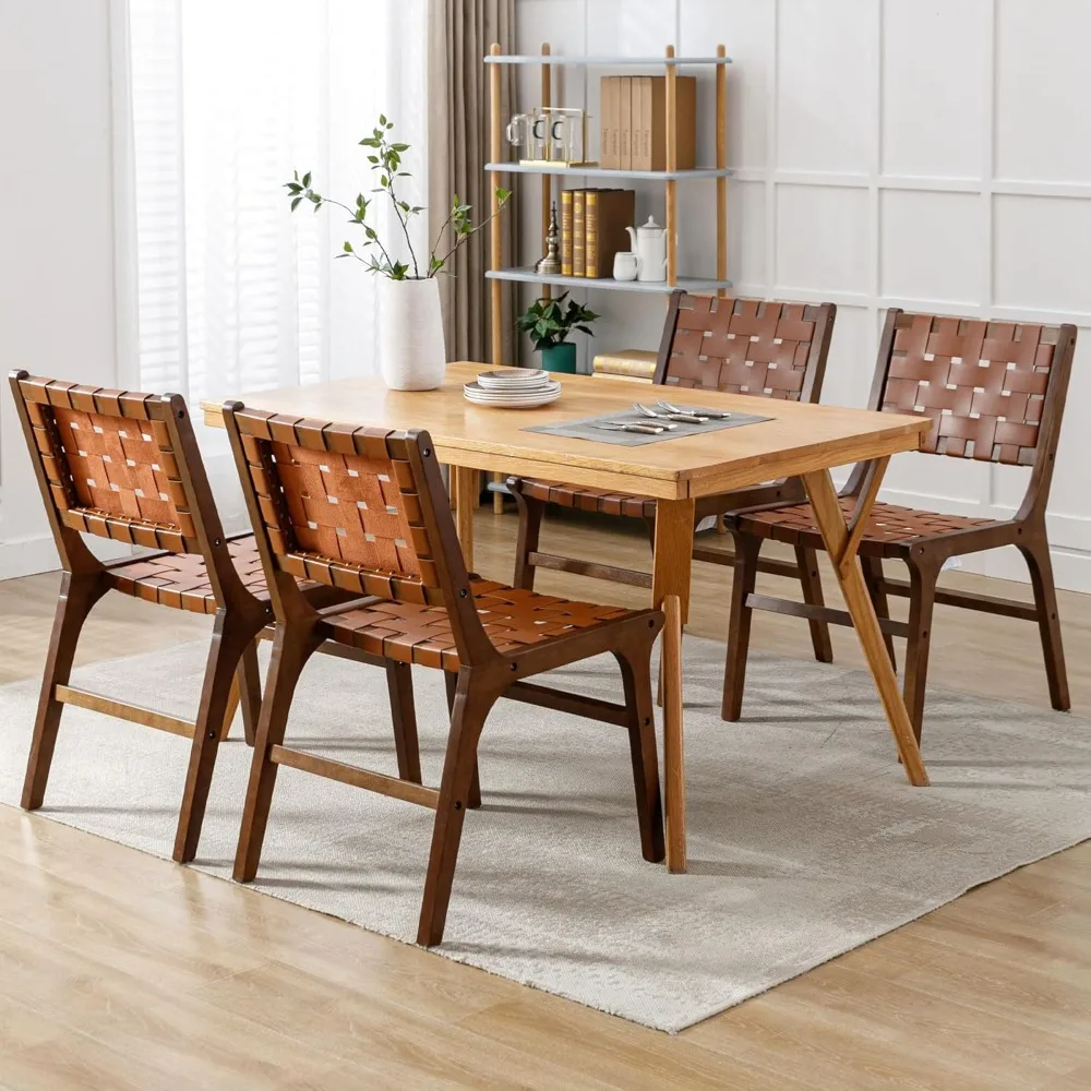 Modern Dining Chair Set of 4, Farmhouse Kitchen Chair,Comfy Accent Chair for Living Room,Bedroom,Restaurant, Brown,Dining Chairs