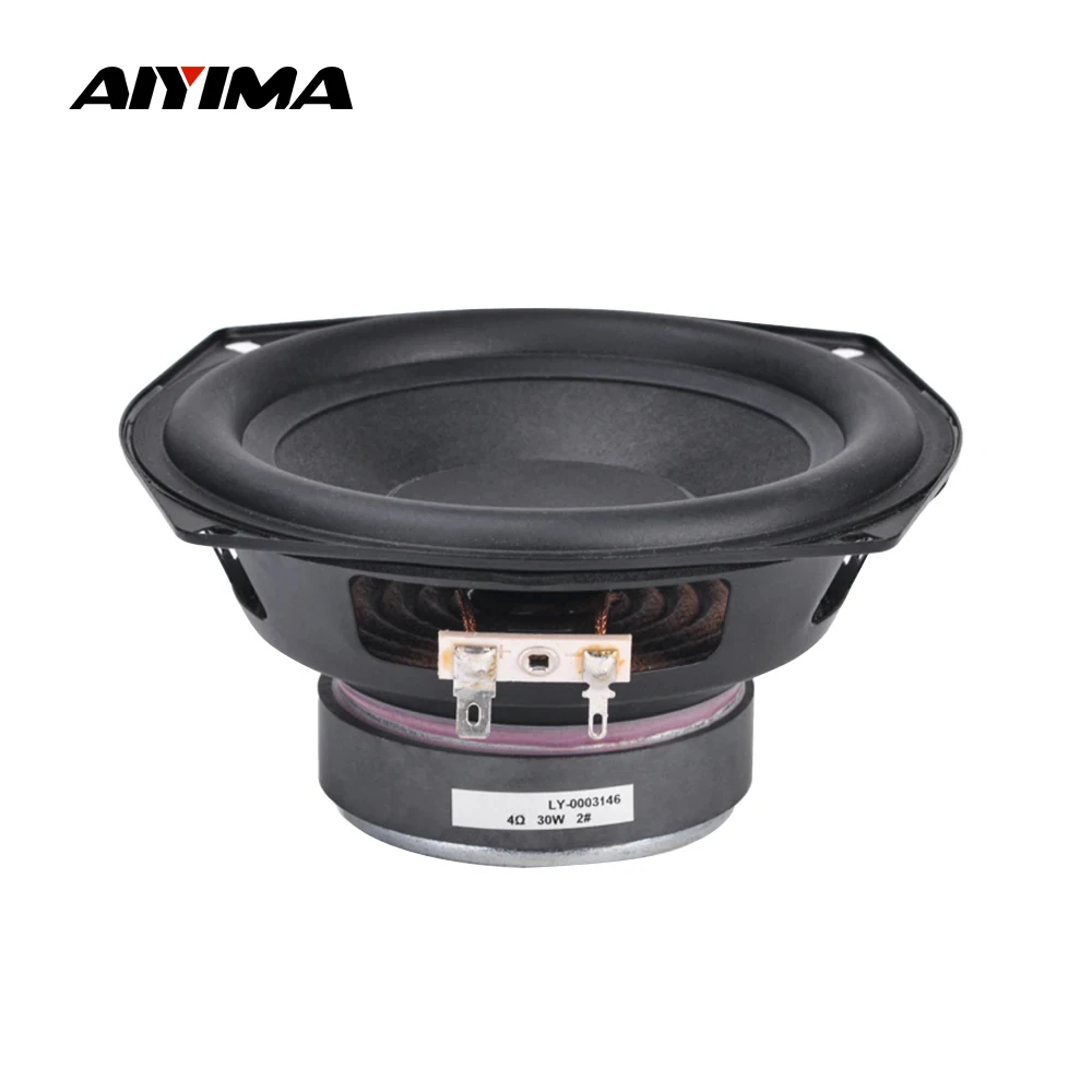 AIYIMA 1 Stück 5,25 Zoll Subwoofer-Lautsprecher 4 Ohm 30W Gummigefütterter Tieftöner Super-Bass-Lautsprecher für Regallautsprecher