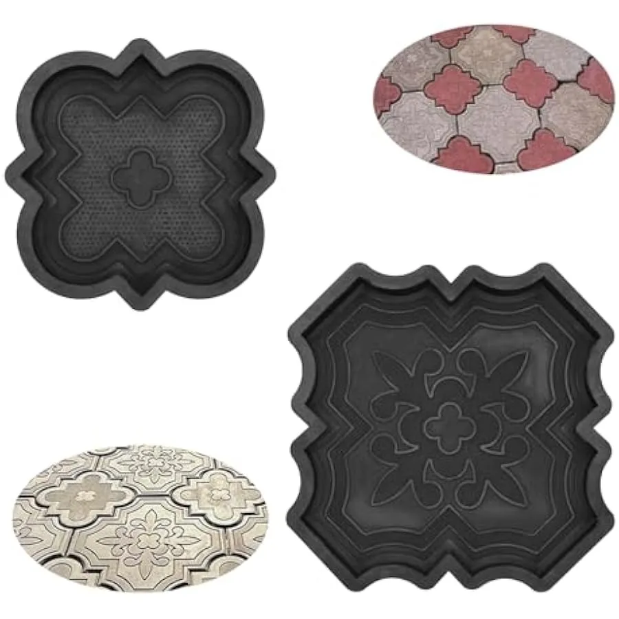 

2 pcs Rubber Form Paver Concrete Molds Easier to Get Bricks Out than Plastic Molds Flexible and Thick Path Brick Reusable Mold