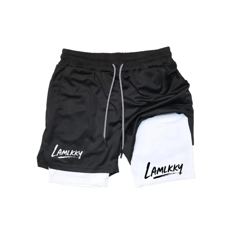 Men's 2-in-1 Running Shorts Gym Workout Athletic Double-Layer Letter Y2K with Phone Pocket Towel Loop Athletic Activewear Short