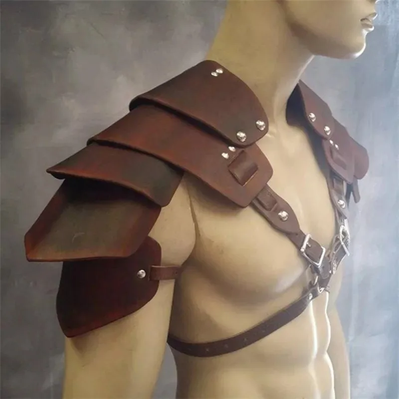 Mittelalter liche Renaissance Wikinger Piraten Schulter Rüstung Ritter Gladiator Paulen Steampunk Männer Pu Leder Brust Rüstung Cosplay Larp