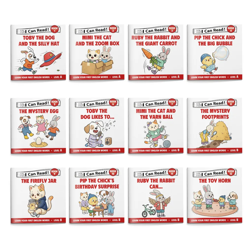 Kid Can Read! English Learning Storybook Set | 12 Easy-to-Read Animal Stories | Build Phonics, Vocabulary & Early Reading Skills