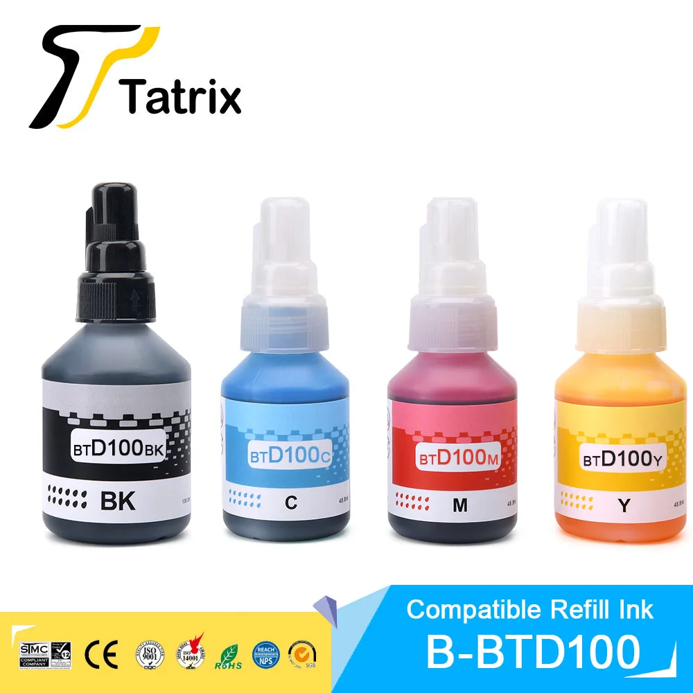 

Титрица для Brother BTD100BK BTD100C BTD100M BTD100Y многоразовые красящие чернила, подходят для Brother DCP-T230/T236/T238/T430W/T435W/T436W