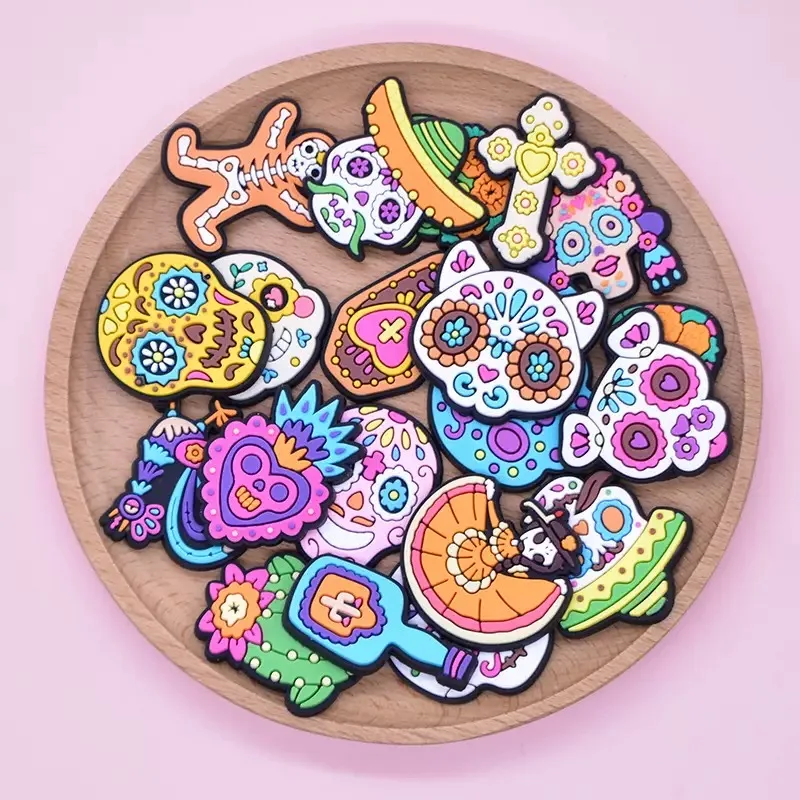 20-100pcs/set Horror Skull Shoe Buckle Sandals DIY Accessories PVC Shoes Charms Clogs Pins Decor Unisex Kids Woman Party Gift
