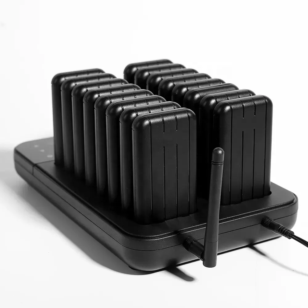 Rechargeable 200mAh Cafe 1 Base 16 Buzzers Vibrating  Queue Paging Beepers Wireless coaster Calling System Pager Restaurant