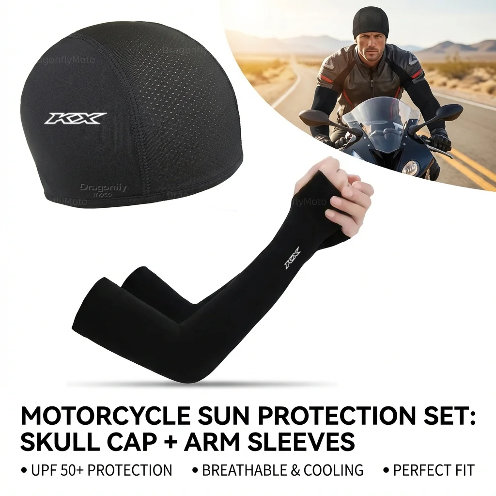 For Kawasaki KX65 KX80 KX85 KX125 KX250 KX250F KX450F Motorcycle Summer Sun Protection Cap Cycling Cap Sports Arm Cover