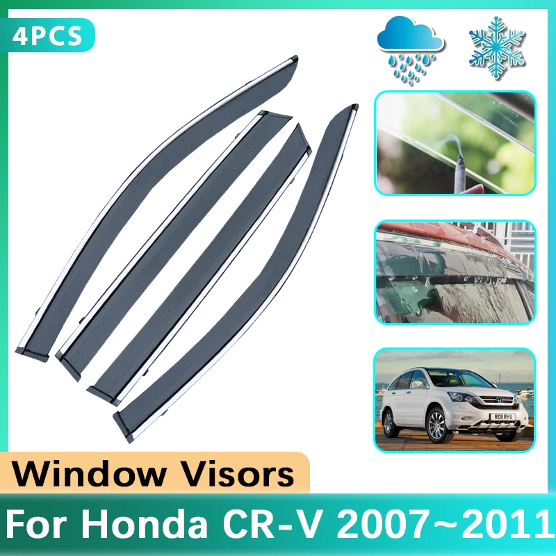 Car Window Door Visor For Honda CR-V CRV CR V 2007 2008 2009 2010 2011 Rain Smoke Sun Guard Cover Deflector Sticker Accessories