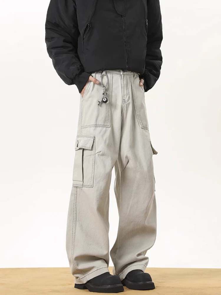 Pantaloni da lavoro retrò americani Pantaloni larghi a gamba dritta da uomo Autunno Inverno Faion Brand Haome Pantaloni lunghi a gamba larga