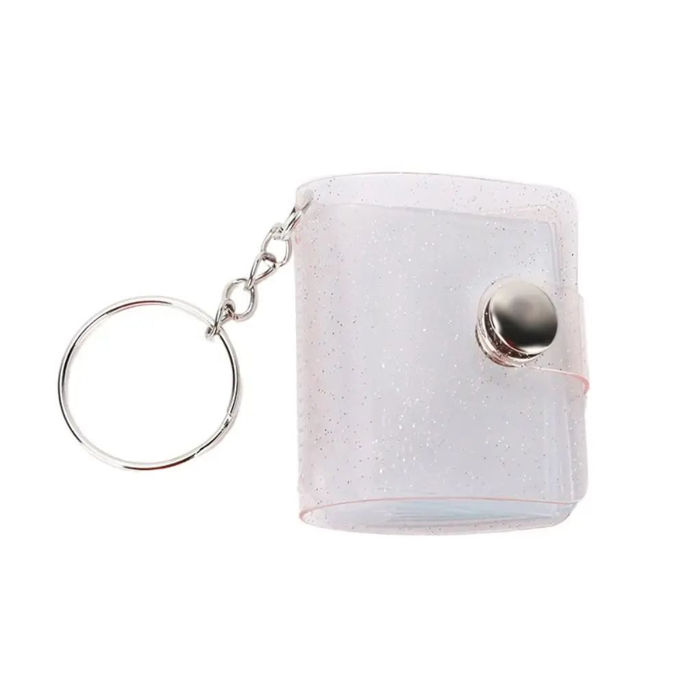 

With Keychain Mini Photo Album Simple Snap Button Design Storage Photo Card Holder DIY PVC Portable Pocket Album