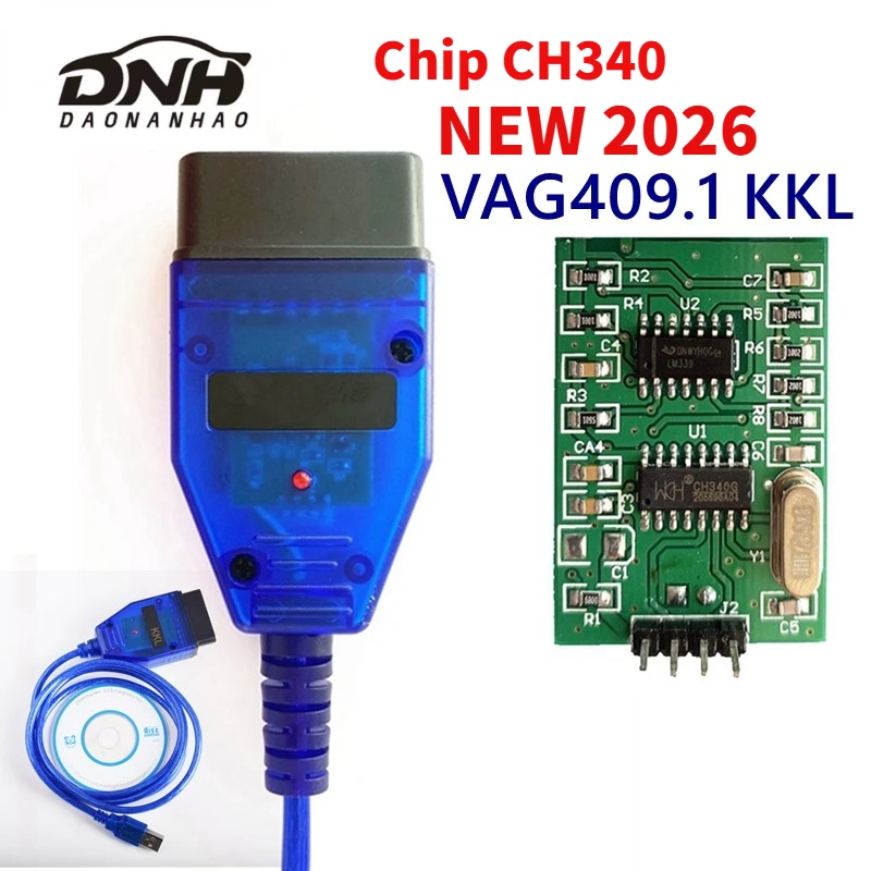 2026 VAG409 KKL CH340 Chip Scanner Car Scan Tool With vag 409.1 kkl USB Interface OBD2 Diagnostic Cable For Audi/Seat/Skoda/VW
