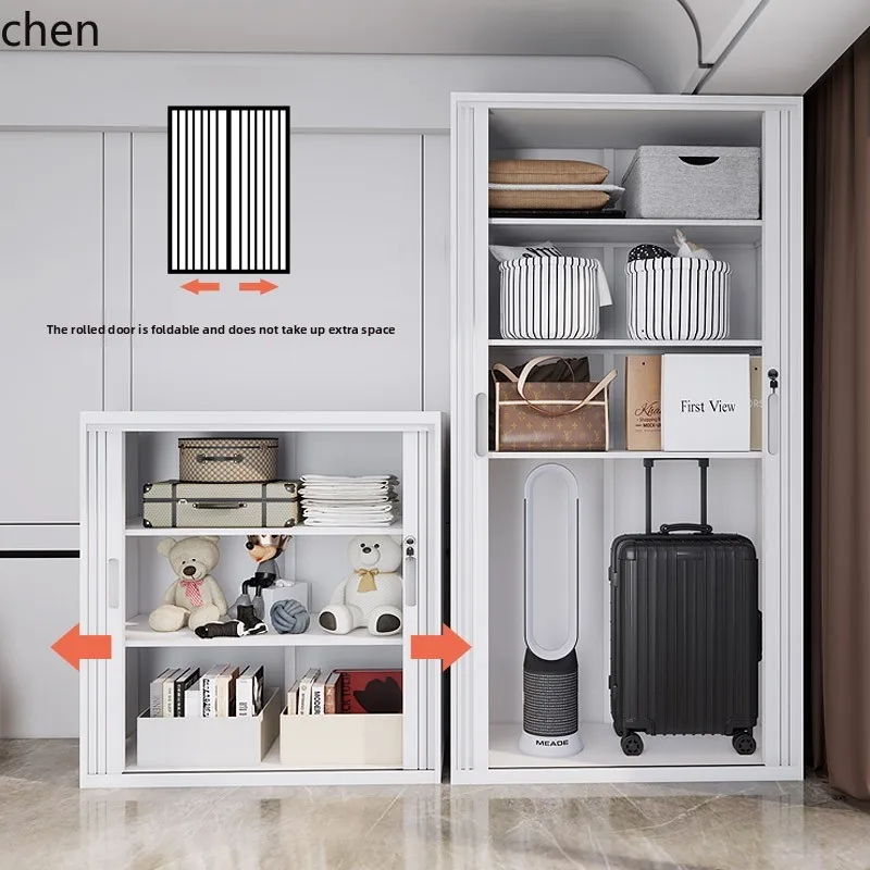 CZ Household Sliding Roller Shutter Door Storage Sunscreen Roller Door Cabinet Steel Storage Cabinet