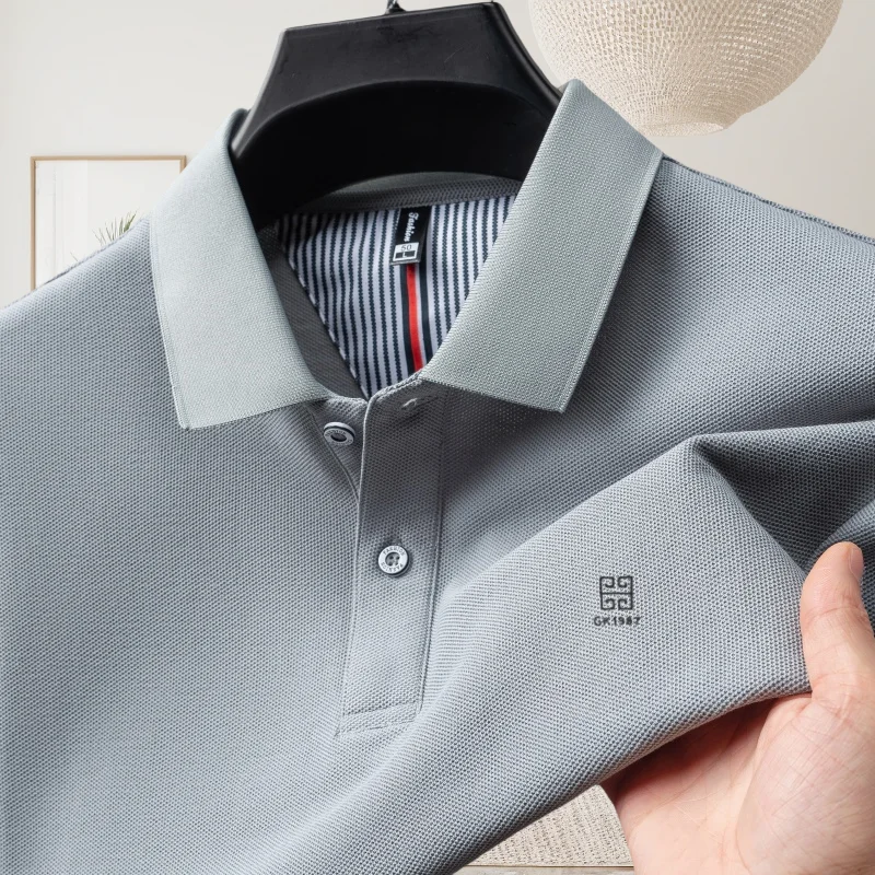 Summer100%cotton new fashio embroide polo shirt busine casual breath skin friendly short sleeve Tshirt handsome men first choice