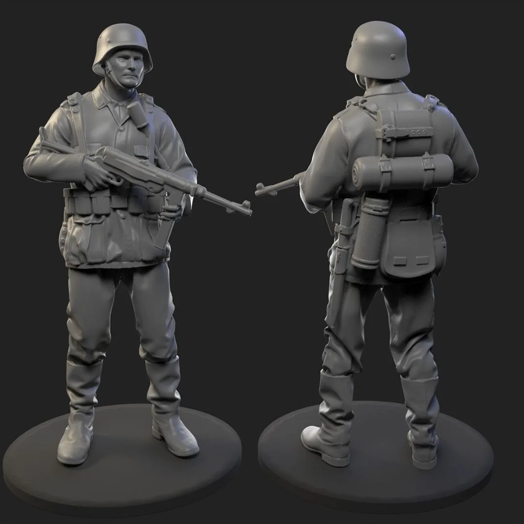 (28mm,32mm,1/35=50mm, 1/24=75mm,  3D printing Soldier standing with gun , GK resin doll miniature, unassembled and unpainted kit