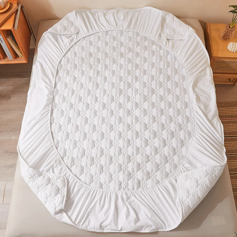 1pc Thicken Waterproof Fitted Sheet King Size For Double Bed Solid Color Quilted 매트리스커버 Queen/King Size 침대커버 Without Pillowcase