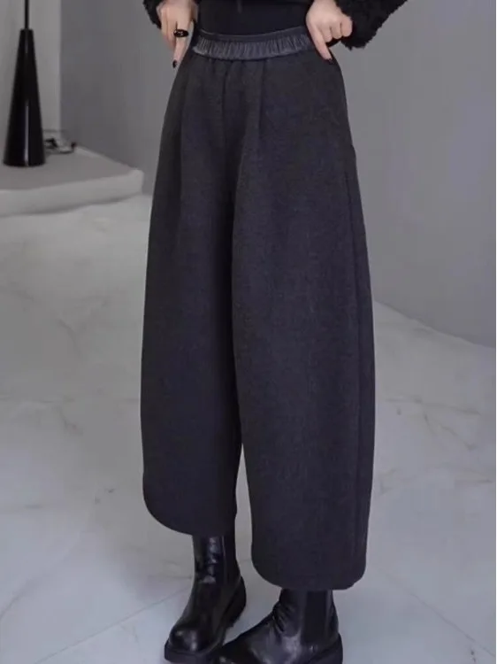 High Waist Woolen Casual Pants for Women Autumn Winter New Sle plus Size Pear ape Slimming Versatile andmother Pants