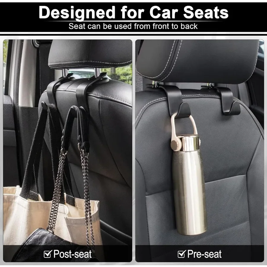 4 Car Hooks for Headrest - Keep Car Tidy, Hold Purses & Bags, Perfect for Family Travel & Daily Commute
