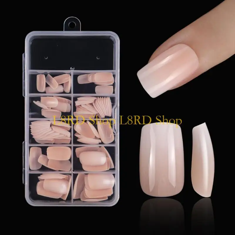 L8RD Stylish Color Fake Nails Short Coffin Reusable False Nails for Women