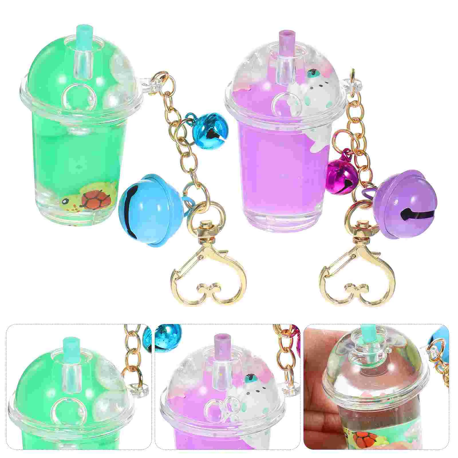 Milk Tea Cup Pendant Keychain Holder Acrylic Creative Bell Ring Bag Bottle Fashion Hanging Decoration Elegant While Wallet