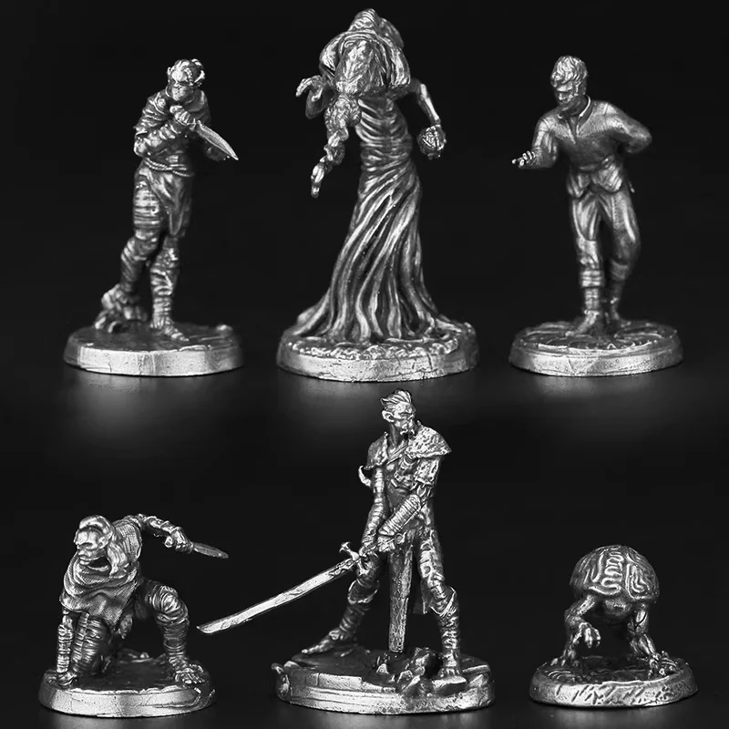 White Copper Illithid Soldier Miniature Tabletop Wargame RPG Battle Model Chess Piece Collection Decor Car Interior Decor