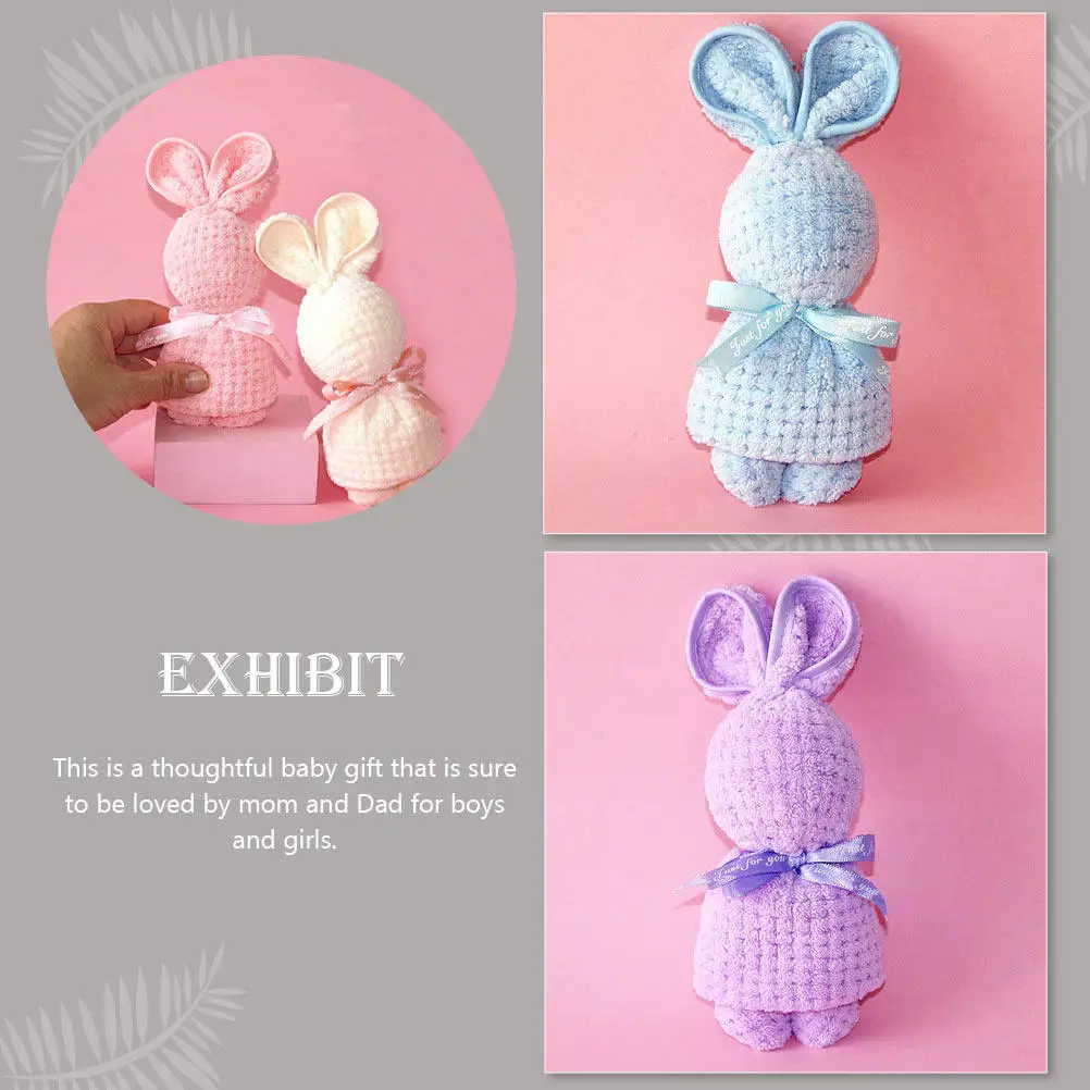 

6Pcs Baby Rabbit Towels Household Soft Multi-Function Wash Towels Kids Bath Towel Set Cute Wedding Accessory Gift