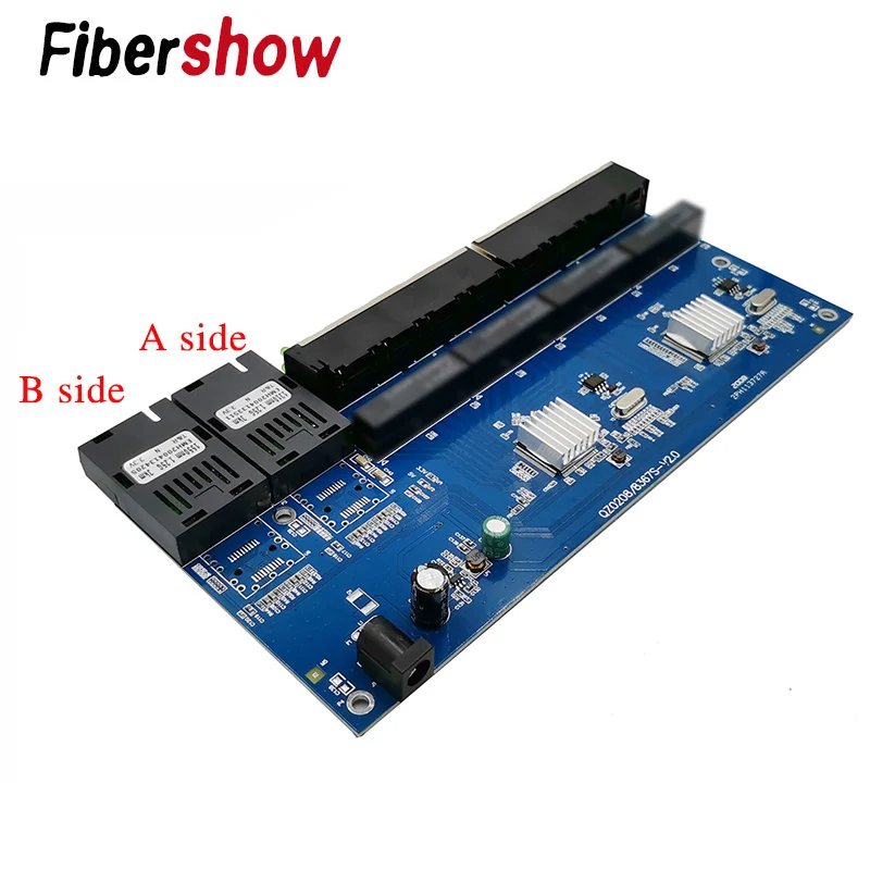 Media Converter Fiber Optical  Gigabit Ethernet switch PCBA 8 RJ45 UTP and 2 SC fiber Port 10/100/1000M  Board PCB