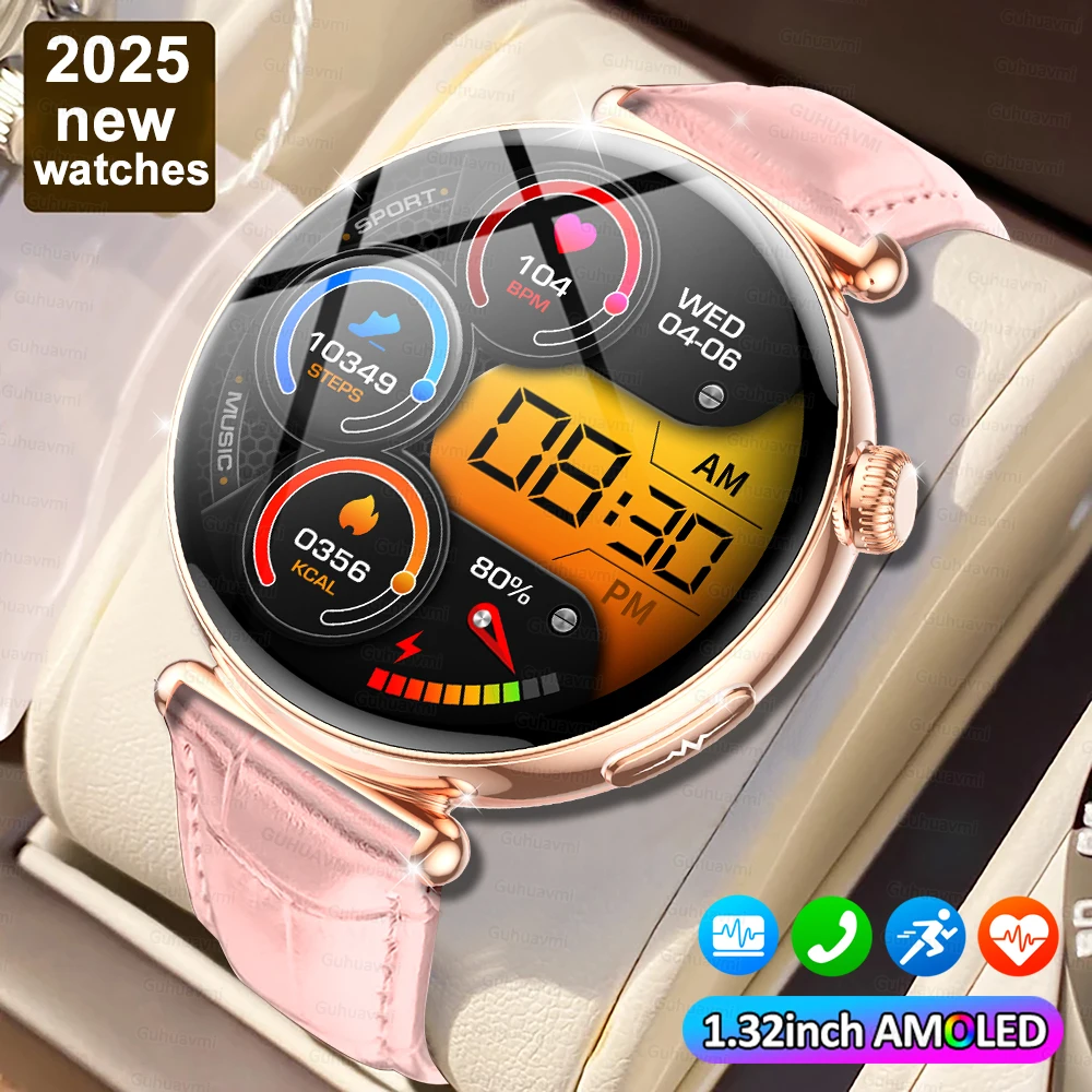 1.32inch Women Smart Watch ECG Health tracking AMOLED Full Touch Screen Multi-sport mode Heart rate Blood oxygen Lady Smartwatch