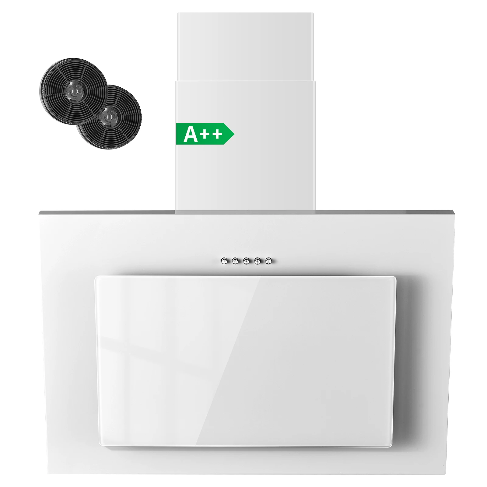 TopStrong 60cm Dunstabzugshaube A++ 350m³/h Wandmontage-Abzugshaube mit LED & Kohlefilter, Weiß