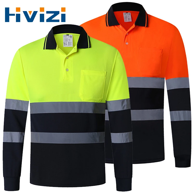 

Hi Vis Workwear Shirt Long Sleeve Safety Work Shirt Polycotton Breathable and Quick Dry Construction Protective Work Clothes