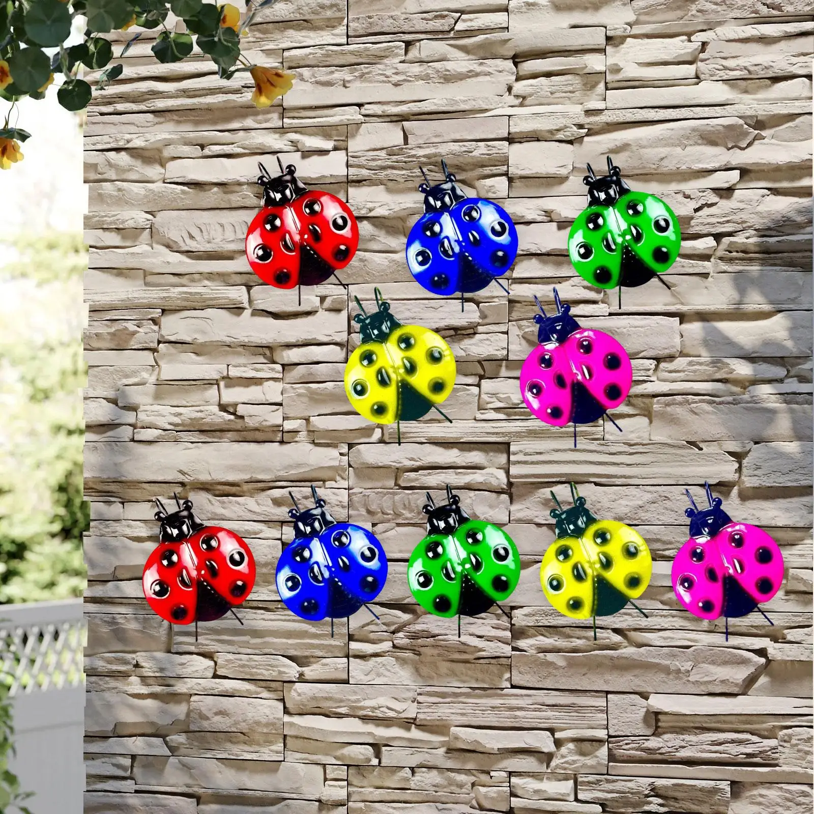 Ladybug Wall Decoration Metal Garden Wall Art Decor for Patio Outside Home