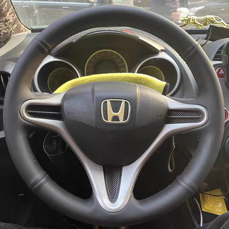 Diy Car Steering Wheel Braid Cover for Honda 8th Generation Civic‌ 2006-2011 Grace City Fit Jazz 2008-2013 Microfiber Leather