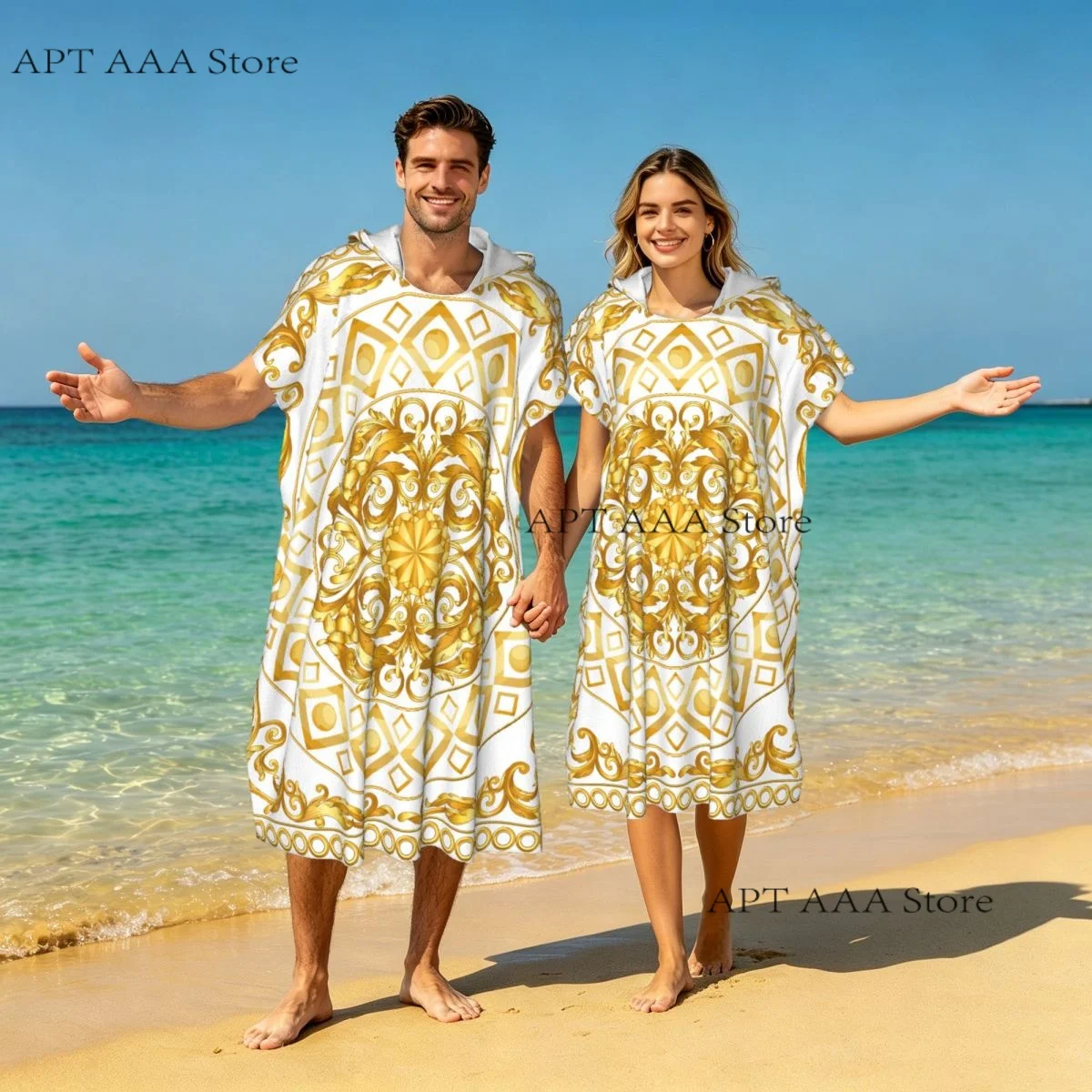 

Beach Towel Microfiber Travel Towel Quick Dry Compact Golden Luxury Flower Lightweight Beach Towel with Hood