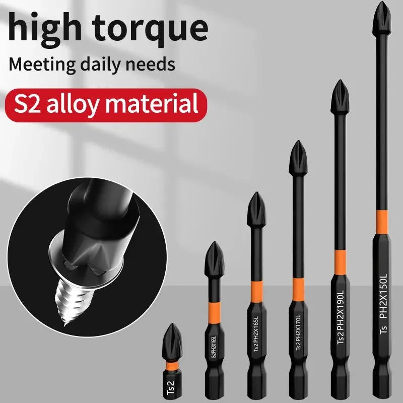 High Hardness  PH2 Screwdriver Set Magnetic Batch Head Impact Strong Cross  25/50/65/70/90/150mm Anti Non-slip WaterProof