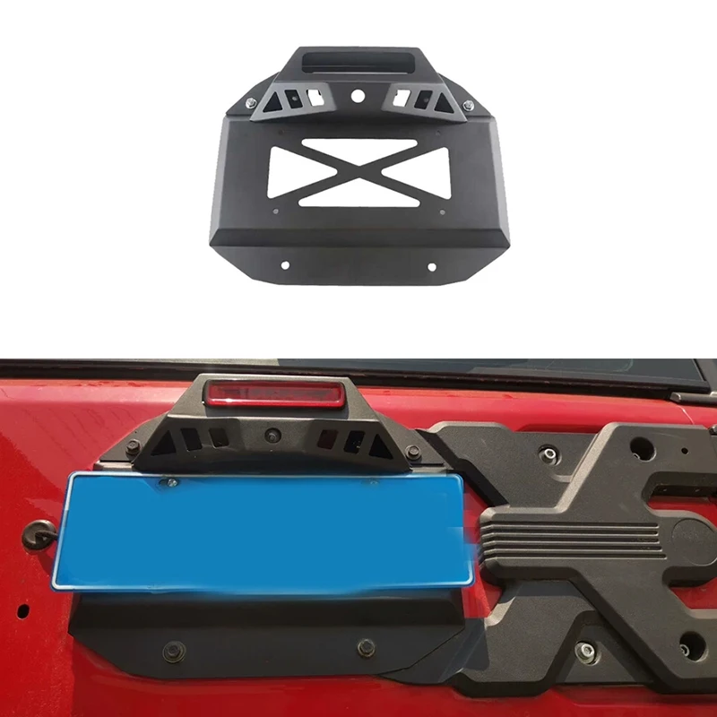 

Steel Tailgate Decoration Spare Tire License Plate Frame with Camera Hole for Jeep Wrangler JL 2018-2024