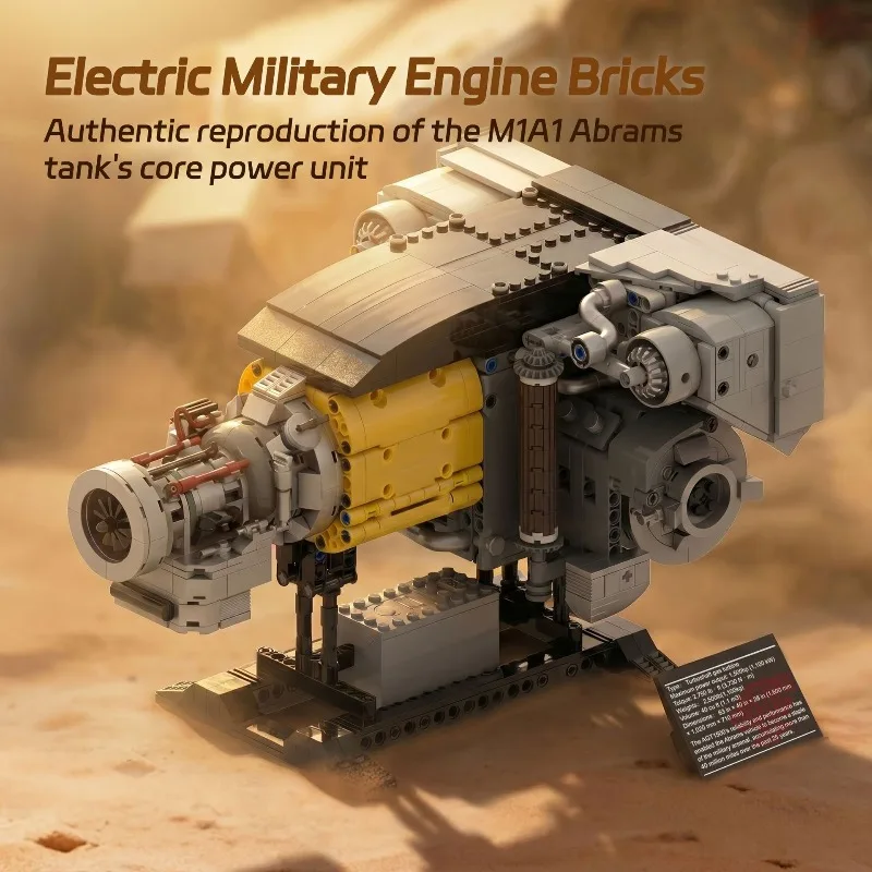 AGT1500 Engine Puzzle Assembly Block Abrams Main Battle Engine Block Model DIY Creative Desktop Display Toy Festival Gift