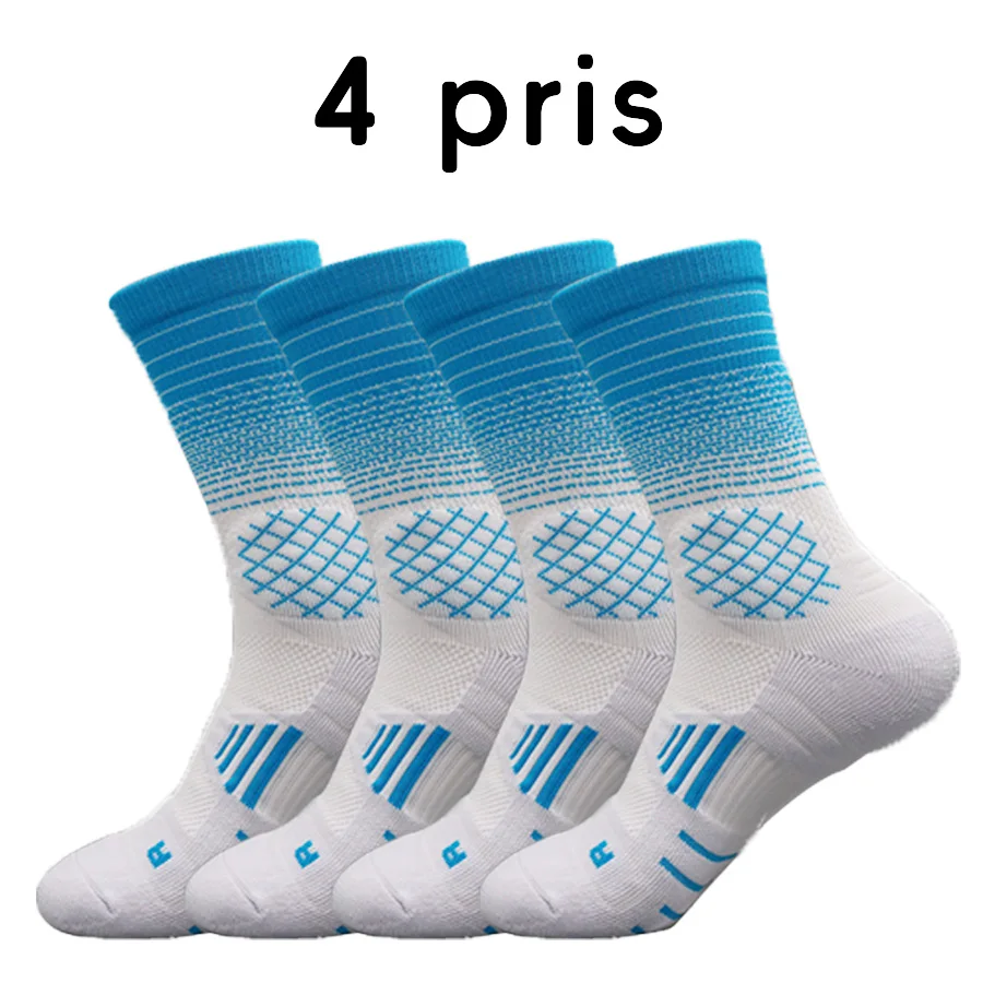 4 pairs Men\'s High Tube Professional Practical Basketball Socks Contrast towel bottom thickened shock absorption Women  football