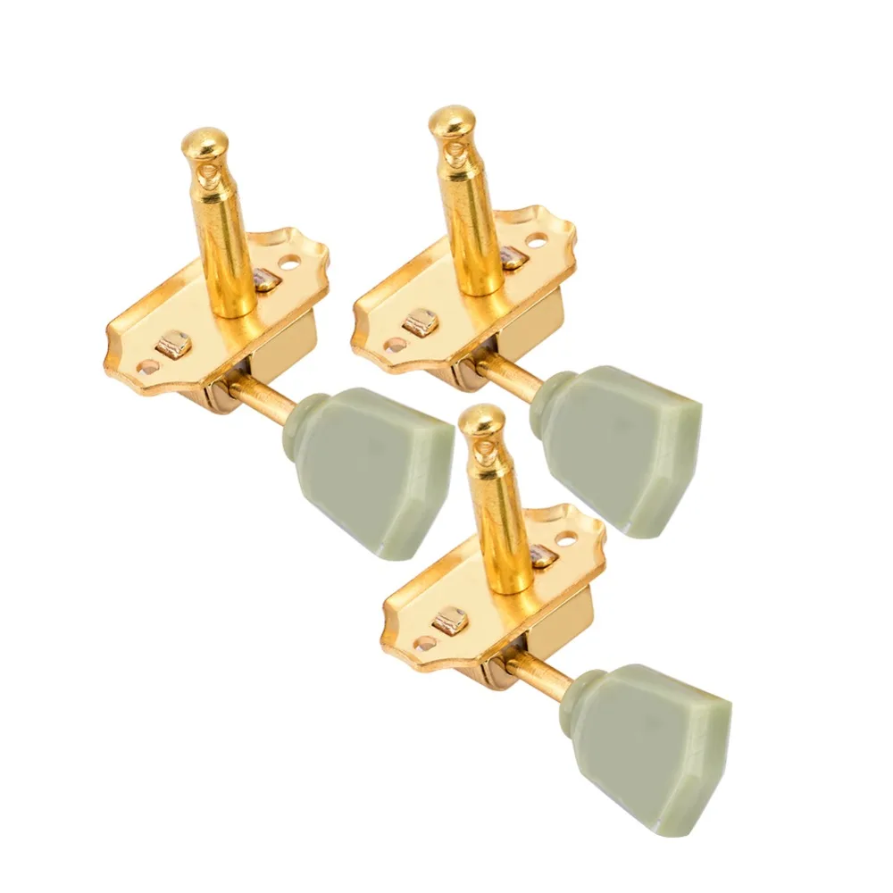 Fashion Metal And Plastic Guitar Tuning Pegs 3L3R Configuration Gold + Jade Color Tuning Keys Tuning Pegs For Guitar