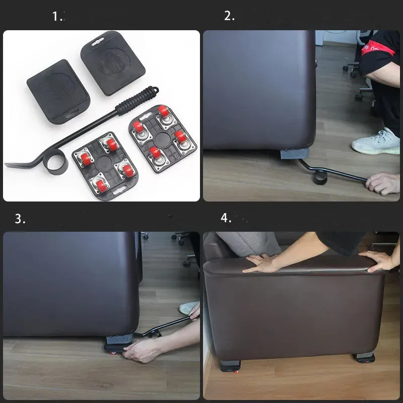 500KG Heavy Duty Furniture Lifter Transport Mover Lifter Slides Wheel Easy Furniture Mover Tool Set Wheel Roller Bar Hand Tools