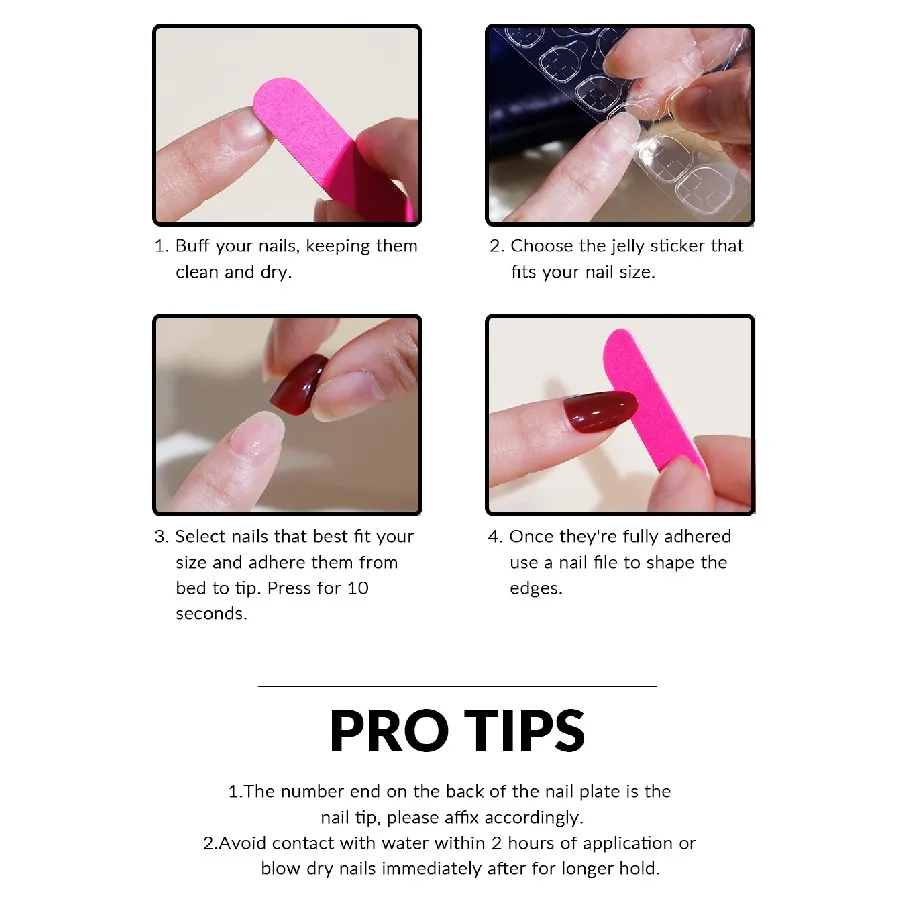 24 uñas postizas de presión, estilo oscuro con degradado, lazo blanco largo 5
