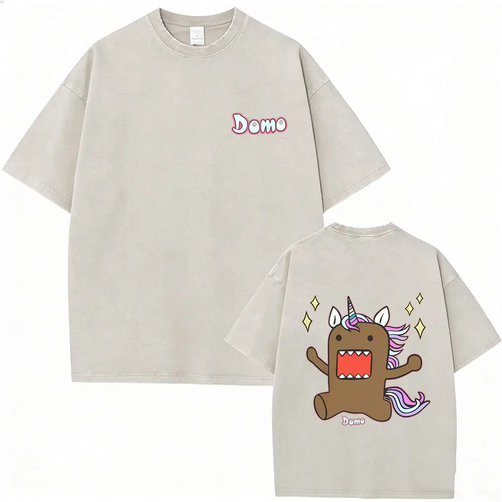 

Washed Vintage Domo Kun Funny Meme T Shirt Men's Women Japanese Casual Humor T-shirt Male Cotton Oversized T-shirts Streetwear