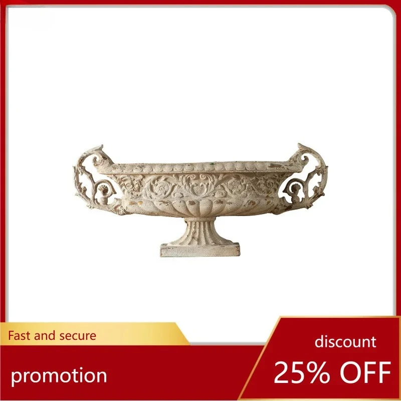 embossed flower pot ornament for landscaping, large potted plant vintage decoration, entryway table accessory