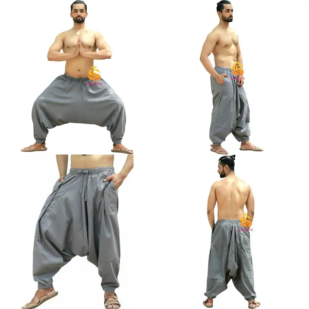 

Мужские хлопковые брюки-шаровары для йоги, в стиле бохо, свободного кроя